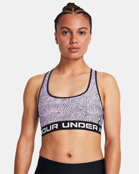 Women's Armour® Mid Crossback Printed Sports Bra in Purple image number 0